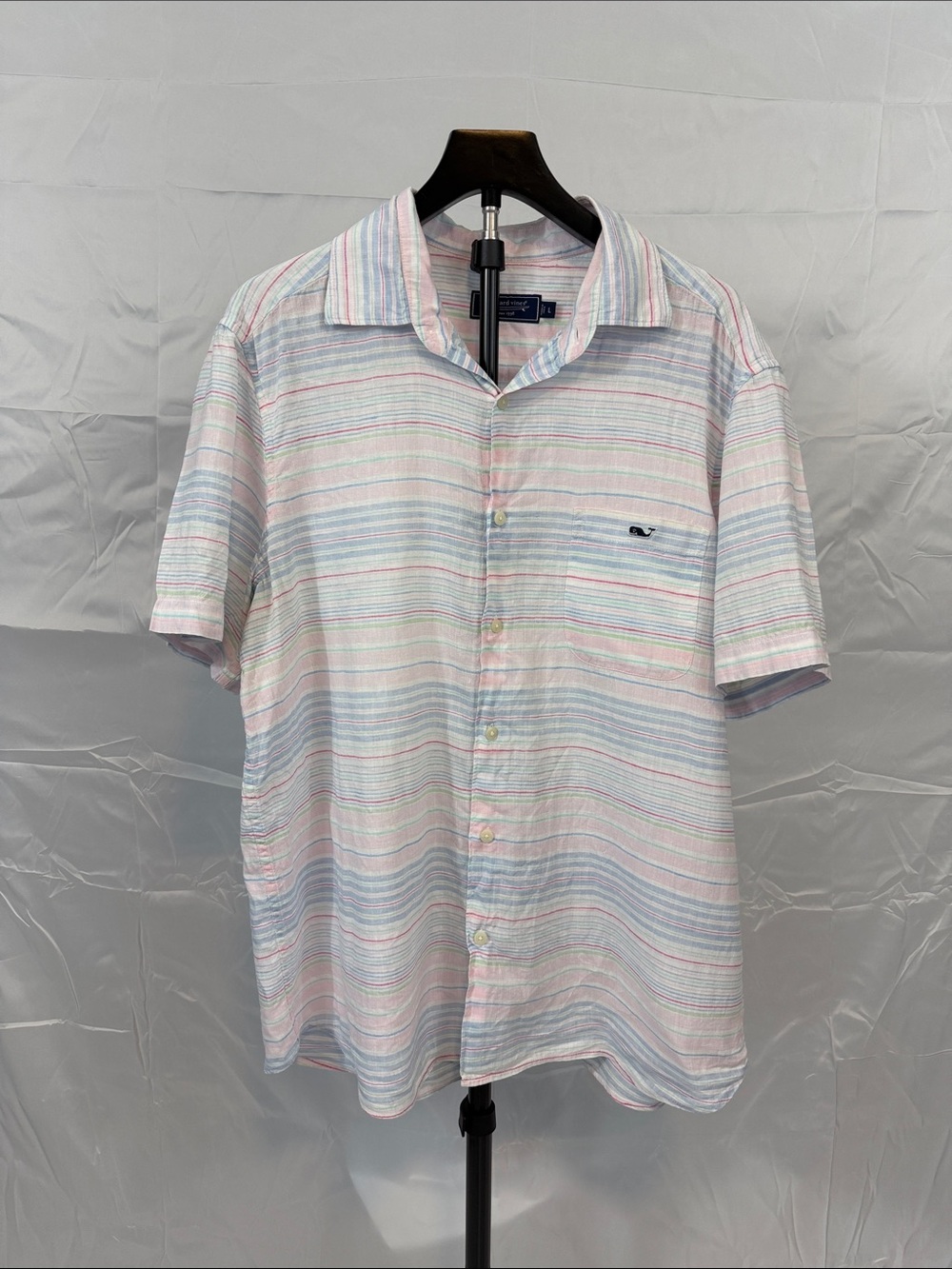 Vineyard Vines Polo Button Up Shirt Men's Size Large Stripped Linen